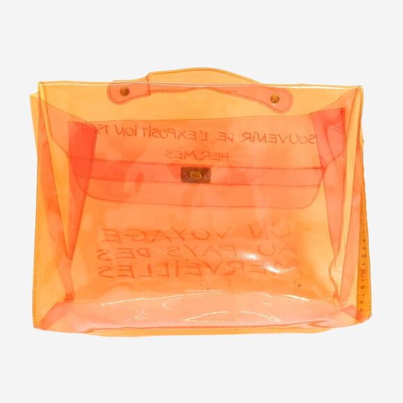 Hermes Hand Bag Orange Vinyl - Picture 2 of 9